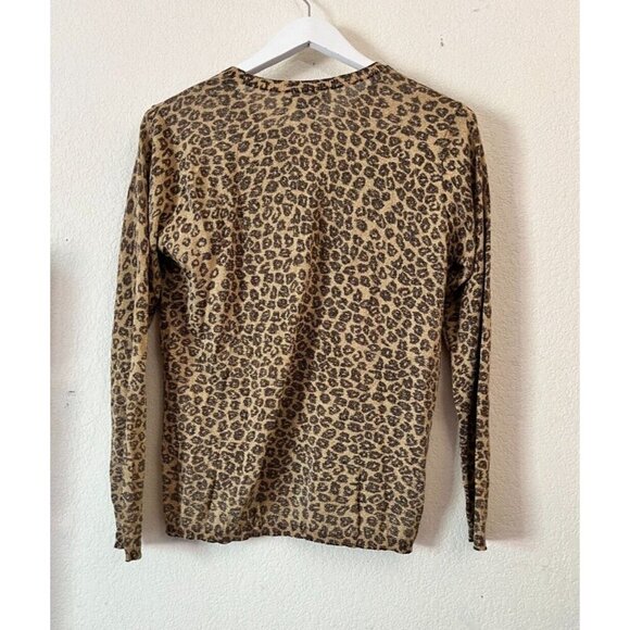 August Silk Knits Metallic Animal Print Sweater Womens Medium Brown Pullover - Picture 3 of 7